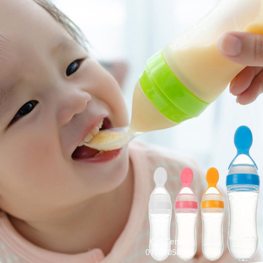 Premium Quality Original Full Silicone Baby Spoon Feeder With Stand